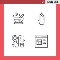 Modern Set of 4 Filledline Flat Colors and symbols such as healthcare check in finger arrow app Editable Vector Design Elements