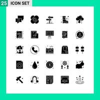 conjunto de 25 iconos de interfaz de usuario modernos símbolos signos para seguridad en la nube herida sala de incendios elementos de diseño vectorial editables vector