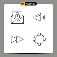 Set of 4 Commercial Filledline Flat Colors pack for communication next unlock volume points Editable Vector Design Elements