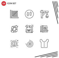 9 Thematic Vector Outlines and Editable Symbols of partnership collaboration up business transportation Editable Vector Design Elements