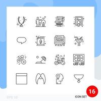 Modern Set of 16 Outlines and symbols such as chatting twitter ebook achievement award Editable Vector Design Elements