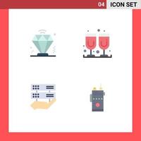 conjunto de 4 paquetes de iconos planos comerciales para elementos de diseño vectorial editables de datos de vidrio de control comercial vector