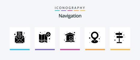 paquete de iconos de glifo 5 de navegación que incluye signo. alfiler. punto. mapa. alfiler. diseño de iconos creativos vector