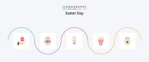 Easter Flat 5 Icon Pack Including decoration. food. egg. egg. bird vector