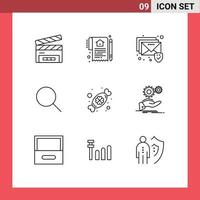 9 iconos creativos signos y símbolos modernos del contrato de dulces de día establece elementos de diseño vectorial editables de instagram vector