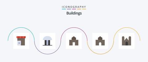 Buildings Flat 5 Icon Pack Including fortress. architecture. court of law. shack. house vector