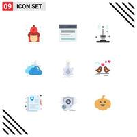 Modern Set of 9 Flat Colors and symbols such as weather cloudy interface cloud router Editable Vector Design Elements