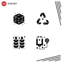 Group of 4 Modern Solid Glyphs Set for creative food eco garbage thanksgiving Editable Vector Design Elements