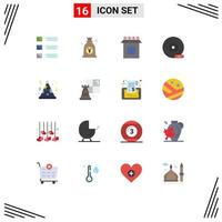 Set of 16 Vector Flat Colors on Grid for storage device dvd money compact disc setup Editable Pack of Creative Vector Design Elements