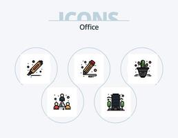 paquete de iconos llenos de línea de oficina 5 diseño de iconos. cactus. oficina. analítico. archivos adjunto vector