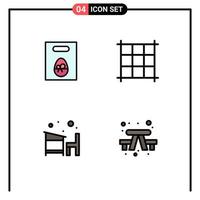 Set of 4 Modern UI Icons Symbols Signs for weight school easter desk camping Editable Vector Design Elements