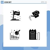 Pictogram Set of 4 Simple Solid Glyphs of flag business intelligence seo bottle checkout Editable Vector Design Elements