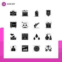 Universal Icon Symbols Group of 16 Modern Solid Glyphs of beat star system prize usa Editable Vector Design Elements