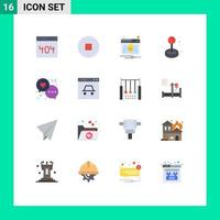 Set of 16 Modern UI Icons Symbols Signs for love day notice chat game Editable Pack of Creative Vector Design Elements