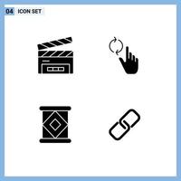 Solid Glyph concept for Websites Mobile and Apps clapboard condensed film flap refresh clip Editable Vector Design Elements