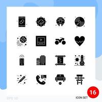 Pictogram Set of 16 Simple Solid Glyphs of sports play summer player cd Editable Vector Design Elements