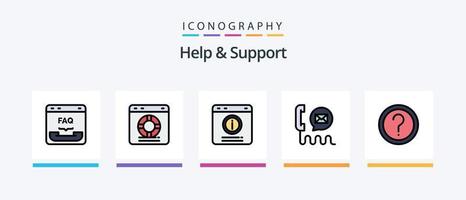 Help And Support Line Filled 5 Icon Pack Including interface. customer. sign. support. lifeguard. Creative Icons Design vector