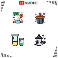 Universal Icon Symbols Group of 4 Modern Filledline Flat Colors of chat science team food additive Editable Vector Design Elements