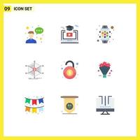 9 Thematic Vector Flat Colors and Editable Symbols of resources info hat help feature Editable Vector Design Elements