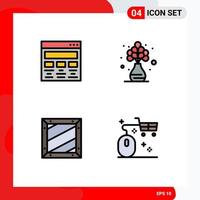 Mobile Interface Filledline Flat Color Set of 4 Pictograms of design box paint living design Editable Vector Design Elements