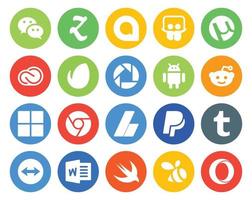 20 Social Media Icon Pack Including paypal adsense adobe chrome reddit vector