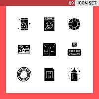 Modern Set of 9 Solid Glyphs Pictograph of commerce real washing property estate Editable Vector Design Elements