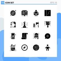 Set of 16 Modern UI Icons Symbols Signs for wedding arch jobless drug worker Editable Vector Design Elements