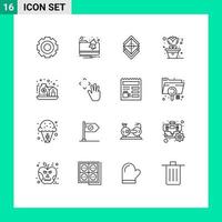 Modern Set of 16 Outlines and symbols such as home pot arrange home layer Editable Vector Design Elements