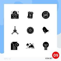 9 Universal Solid Glyphs Set for Web and Mobile Applications education astronomy card fire ware no Editable Vector Design Elements