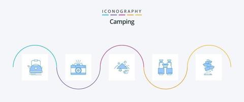 paquete de iconos de camping blue 5 que incluye búsqueda. prismáticos. foto. sol. exterior vector