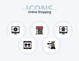línea de compras en línea llena de icono paquete 5 diseño de iconos. en línea. negocio. pago. enamorado. producto vector