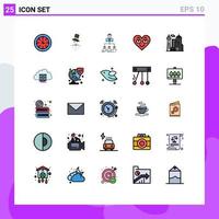 User Interface Pack of 25 Basic Filled line Flat Colors of favorite heart hat emoji group Editable Vector Design Elements