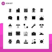 Modern Set of 25 Solid Glyphs and symbols such as manager director browser consultant webpage Editable Vector Design Elements