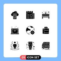 9 Universal Solid Glyph Signs Symbols of internet connect paper wifi red light Editable Vector Design Elements