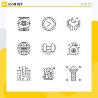 9 User Interface Outline Pack of modern Signs and Symbols of web security user internet cresent Editable Vector Design Elements