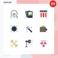 Set of 9 Vector Flat Colors on Grid for preferences control photography user content Editable Vector Design Elements