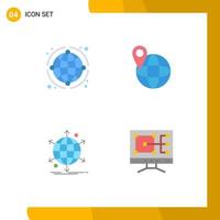 4 Universal Flat Icons Set for Web and Mobile Applications globe international business travel network Editable Vector Design Elements