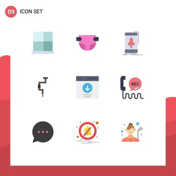 9 Thematic Vector Flat Colors and Editable Symbols of well tool game carpenter phone Editable Vector Design Elements