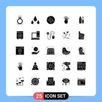 Modern Set of 25 Solid Glyphs and symbols such as maskara interface cd gestures fingers Editable Vector Design Elements