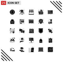 Pack of 25 Modern Solid Glyphs Signs and Symbols for Web Print Media such as coding device claus fax connection Editable Vector Design Elements