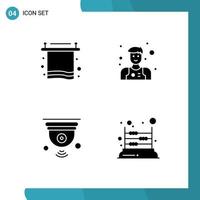 Set of 4 Vector Solid Glyphs on Grid for bath internet of things break waiter wifi Editable Vector Design Elements