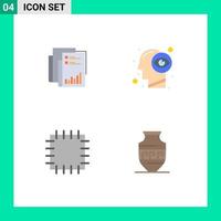 4 Universal Flat Icons Set for Web and Mobile Applications report vision business paper patch Editable Vector Design Elements