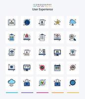 paquete de iconos rellenos de 25 líneas de experiencia de usuario creativa, como Internet en la nube. formas ux. forma. documento vector