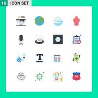 Pictogram Set of 16 Simple Flat Colors of sweet mic night broadcast user Editable Pack of Creative Vector Design Elements