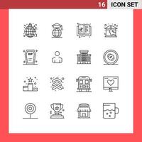 16 Thematic Vector Outlines and Editable Symbols of casket real estate book house knowledge Editable Vector Design Elements