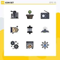 Set of 9 Modern UI Icons Symbols Signs for tools car radio auto agreement Editable Vector Design Elements