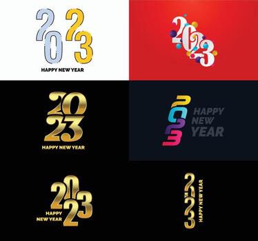 Big Set of 2023 Happy New Year logo text design 2023 number design template vector
