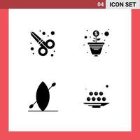 User Interface Pack of 4 Basic Solid Glyphs of graphic design food growth beach lunch Editable Vector Design Elements