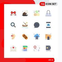 User Interface Pack of 16 Basic Flat Colors of find search alphabet magnifier fashion Editable Pack of Creative Vector Design Elements