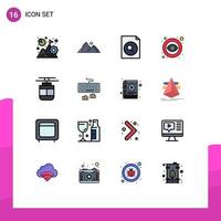 Universal Icon Symbols Group of 16 Modern Flat Color Filled Lines of air public mountain open search Editable Creative Vector Design Elements